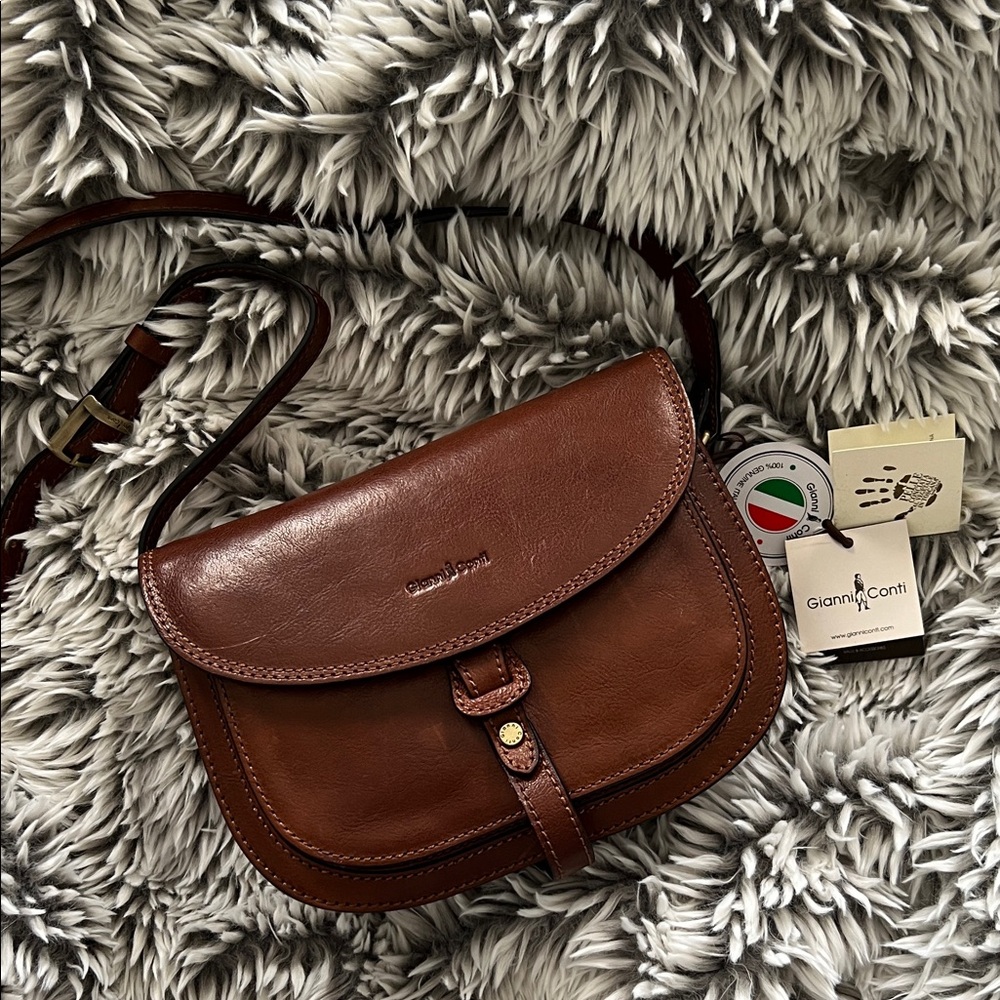 Rich Brown Leather Crossbody Bag